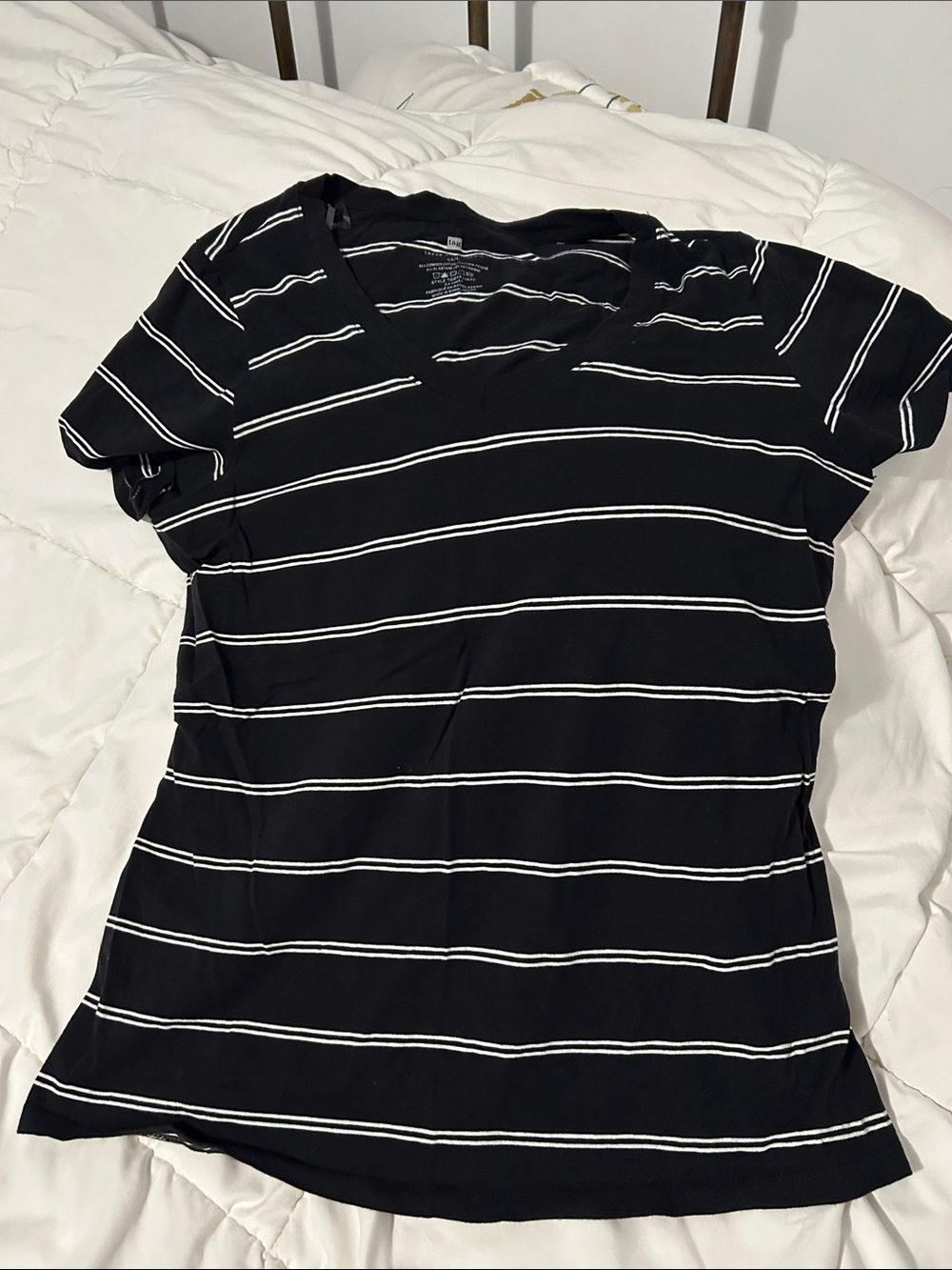 Tag Black and White Striped Short-Sleeve Tee